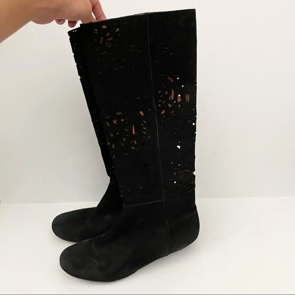 Gentle Souls by Kenneth Cole Black Laser Cut Boots